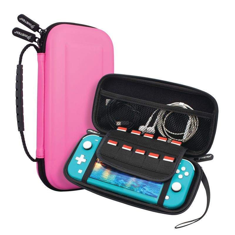 Insten Carrying Case with 10 Game Slots Holder for Nintendo Switch Lite - Portable & Protective Travel Cover Accessories, Pink, 1 of 10