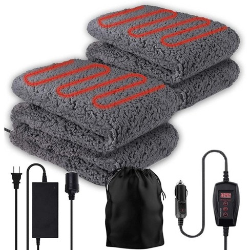 Heated Blanket 2-Pack - USB-Powered Sherpa Throw Blankets for Travel, Home,  Office, or Camping - Winter Car Accessories by Stalwart (Gray) 