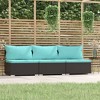 vidaXL 3-Seater Sofa with Cushions Black Poly Rattan - 2 of 4