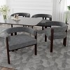 Teddy Fabric Upholstered Dining Arm Chairs Set of 2,Curved Back Barrel Accent Armchair with 3 Legs,Living Room Bedroom Side Chair-Coolbibila - 3 of 4