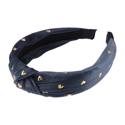 Unique Bargains Women's Velvet Heart Shape Stud Knot Headband 1.18 inch Wide