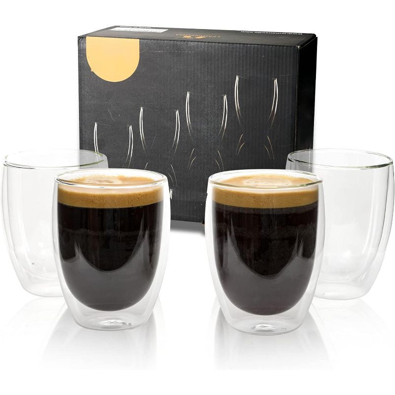 LEMONSODA Double Wall Glass Coffee Mugs Set of 4, 1 of 7
