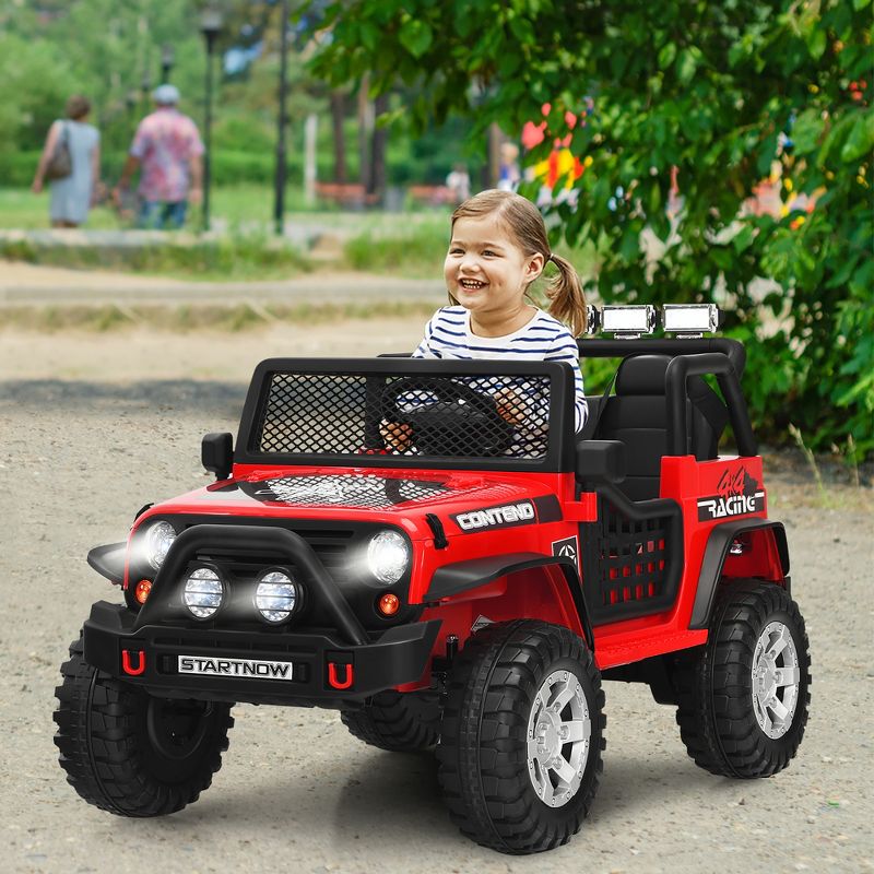 Costway 12V Kids Ride On Truck Remote Control Electric Car with Lights&Music White\Black\Pink\Red, 2 of 11