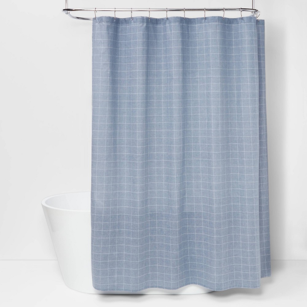 Plaid Shower Curtain Blue - Threshold 72x72 inch 