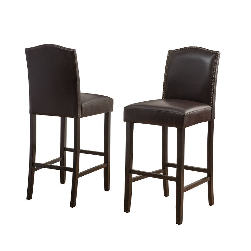 Set of 2 Darren Contemporary Upholstered Barstools with Nailhead Trim - Christopher Knight Home, 1 of 6
