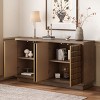 Modern 4-Door Storage Cabinet with 3D Geometric Fronts and Metal Trim, Sideboard Buffet Cabinet for Living Room, Kitchen or Entryway - Koiai - 3 of 4