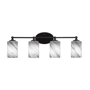 Toltec Lighting Capri 4 - Light Vanity in  Matte Black with 4" Onyx Swirl Shade - 1 of 2