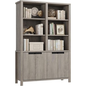 70.7" High Bookshelf, 3-Layer Double-Width Bookshelf With Cabinet Doors, Large Freestanding Bookcase Suitable for Living Room, Office, Library - 1 of 4