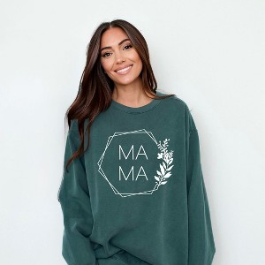 Simply Sage Market Women's  Garment Dyed Graphic Sweatshirt Mama Floral Hexagon - 1 of 4