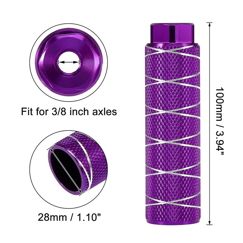 Unique Bargains Universal Axle Rear Foot Pegs Footrests for BMX MTB Bike Bicycle Axles Pedals Purple 3.94"x1.10" 1 Pair, 3 of 8