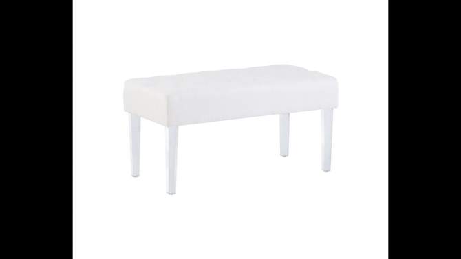  35" Ella Glam Tufted Linen Upholstered Acrylic Leg Bench - Linon, 5 of 6, play video
