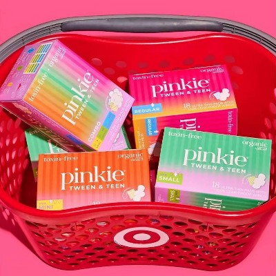 Pinkie Tween & Teen Ultra-Thin Organic Topsheet Pads with Wings - Size Regular - 18ct