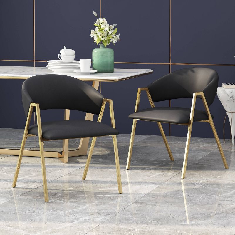 Set of 2 Gazo Modern Dining Chair Black - Christopher Knight Home, 3 of 9