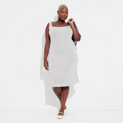 Women's Square Neck Midi Dress - Wild Fable™ Gray 1X