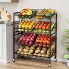 25.2''W Snack Cart, 4 Tier Kitchen Cart, Fruit Basket Stand, with 8 Stackable Wire Baskets - 4 of 4