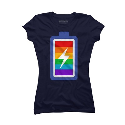 Adult Design By Humans Pride Charging Battery By PINHEAD66 T-Shirt
