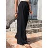 Womens Pants Casual Wide Leg Pants Elastic High Waist Long Pants - 3 of 4