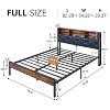 VECELO Twin/Full/Queen Size Metal Platform Bed, Bed Frame with Headboard & Footboard, Led Lights and USB Charging Station, Brown - 3 of 4