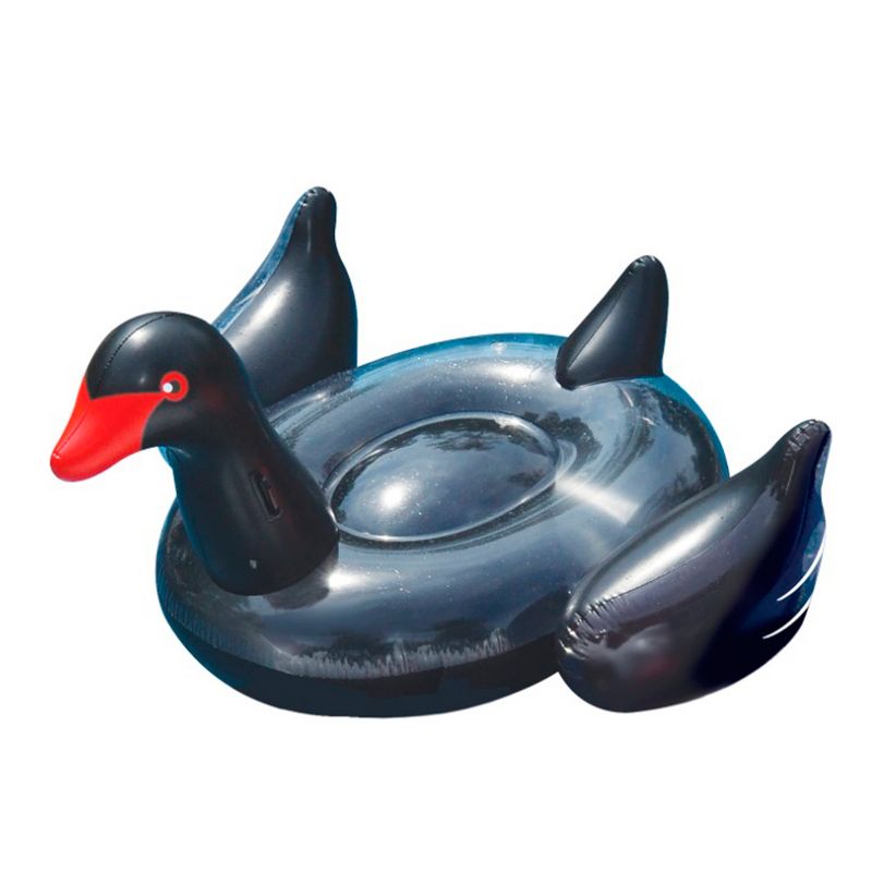 Swimline 75" Water Sports Inflatable Giant Swan Swimming Pool 2-Person Ride-On Float Toy - Black, 2 of 3