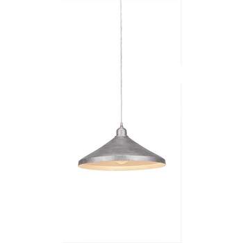 Toltec Lighting Vintage 1 - Light Pendant in  Aged Silver with 14” Aged Silver Cone Metal Shade Shade