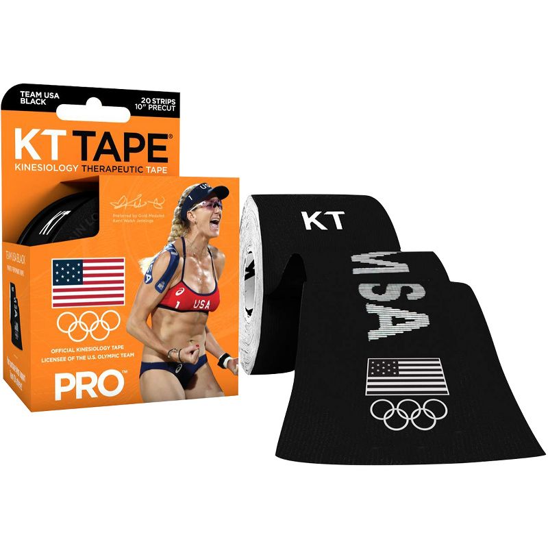 KT Tape Pro Team USA 10" Precut Kinesiology Therapeutic Sports Roll - 20 Strips, 1 of 2