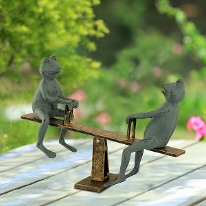SPI Home Playground Days Frogs Garden Sculpture – 15-Inch Cast Aluminum Outdoor Statue with Whimsical Frog Duo in Antique Bronze Finish - 1 of 4