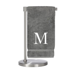 BC BARE COTTON Monogrammed Bath Towel, Personalized Gift, Set of 2 - Gray - Silver Block - 1 of 4