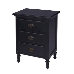 Starlight Canyon Home,Black Wood Nightstand with Drawers – Classic 3 Drawer Bedroom Table - 1 of 4