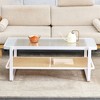 HDZNVF Modern Minimalist White Double Layered Solid Wood Coffee Table - 3 of 4