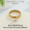 Solitaire Engagement Ring for Women 4mm Cubic Zirconia 1CT Stainless Steel by Ginger Lyne - 3 of 4