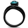 Slickblue Women's Black Twisted Engagement Ring – Blue Zircon Synthetic Crystal Center, Pave Accents, Sizes 5–10 - 3 of 4