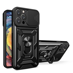 Kickstand Ring Holder with Slide Camera Cover TPU Magnetic Car Mount for APPLE IPHONE 14 PRO MAX - 1 of 4