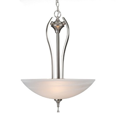 Yosemite Home Decor 1351-3SN Glacier Point 3-Light Pendant with Ivory Cloud Shades