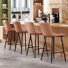 Brown Leather Counter Height Bar Stools Set of 2  Modern Counter Stools for Dining Room Kitchen Islands - 2 of 4