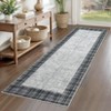 Modern Bordered Plaid Runner Rug 2x6 Ft Soft Thin Washable Hallway Runner with Non-Slip TPR Rubber Backing, Foldable Low Pile Non Shedding Rug - 3 of 4