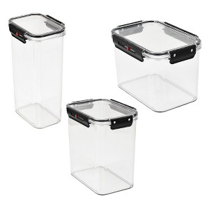 SharpChef 3Pc Airtight Food Storage Container with Easy locking lids, Date Indicator, Leakproof, Kitchen Pantry Organization and Storage, BPA-Free - 1 of 4