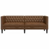 vidaXL Chesterfield Sofa - Faux Suede Leather - Brown 3-Seater Couch for Living Room/Office - 76.4" x 29.3" x 27.8" - 3 of 4