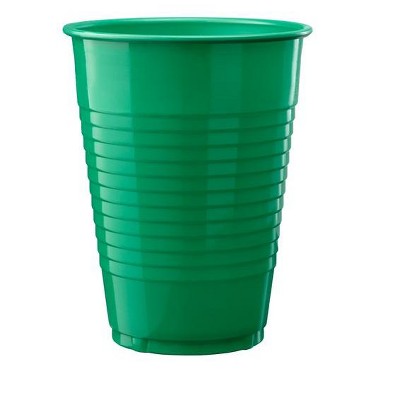 Amcrate Green Colored 12-Ounce Disposable Plastic Party Cups - Ideal for Weddings, Partys, Birthdays, Dinners, Lunchs. (Pack of 50)