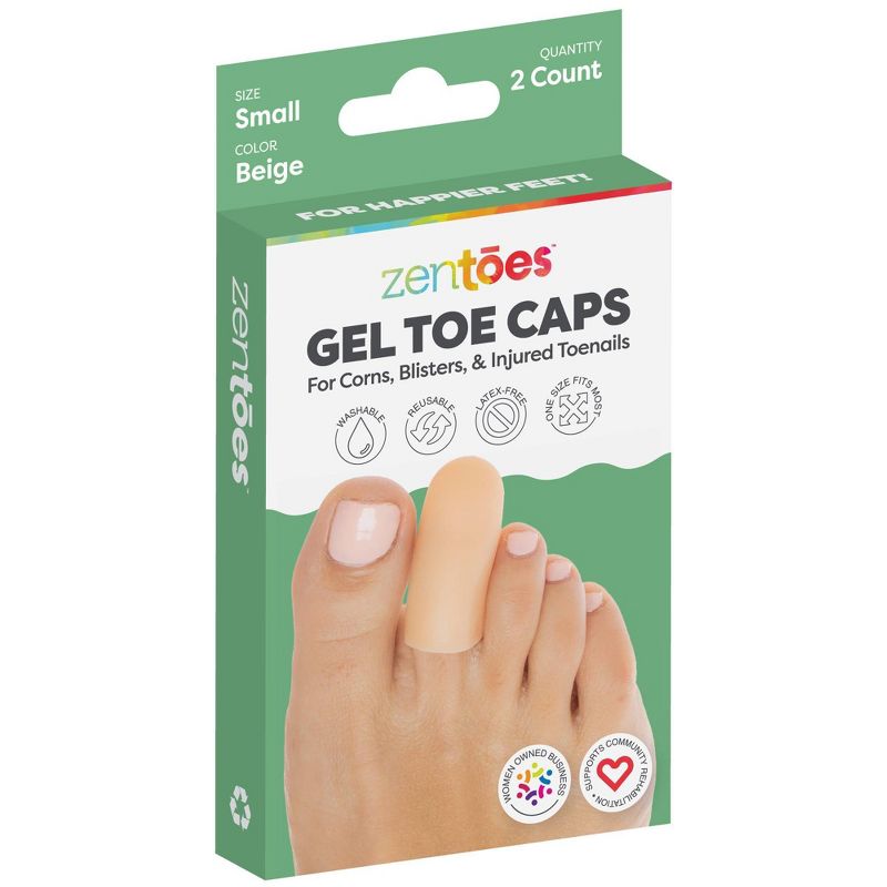 ZenToes Gel Toe Caps to Protect Toes - Beige - S - 2pk, 1 of 7