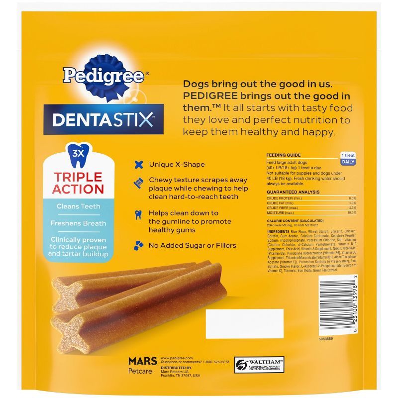 Pedigree Dentastix Original Chicken Flavor Large Adult Dental Dog Treats - 2.08lb/40ct, 2 of 12