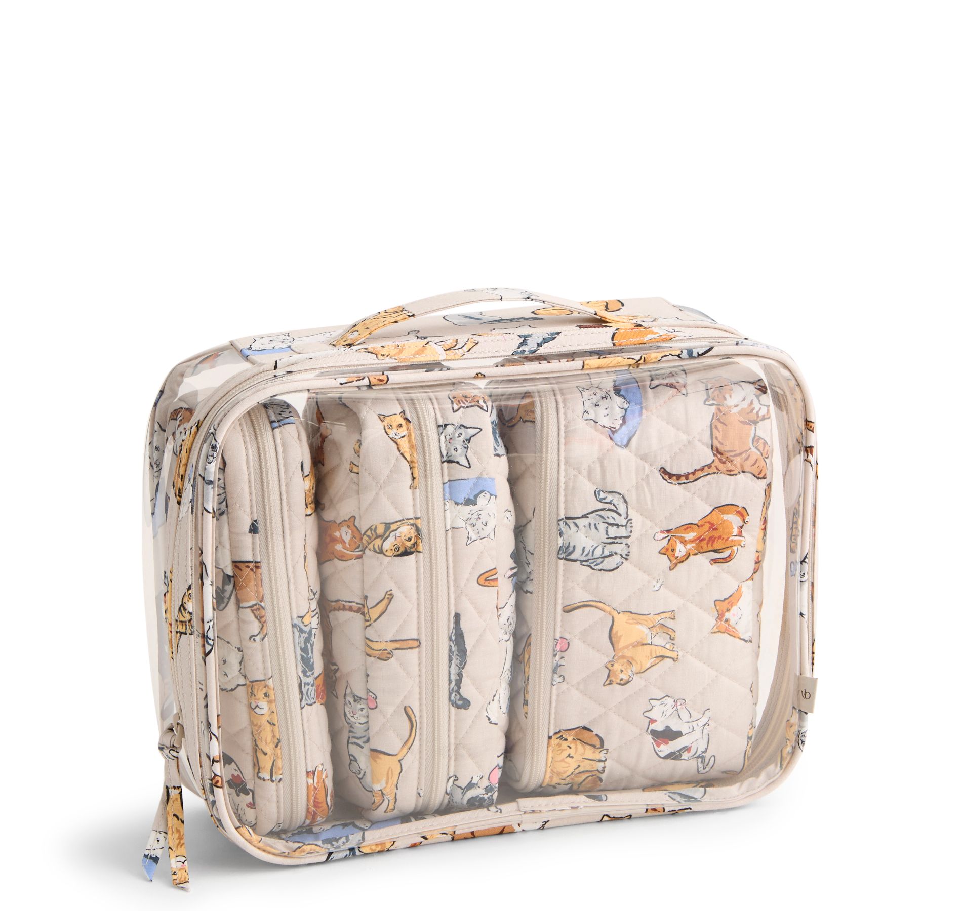 Vera Bradley Women's Outlet Clear 4-Piece Cotton Cosmetic Toiletry Bag Set