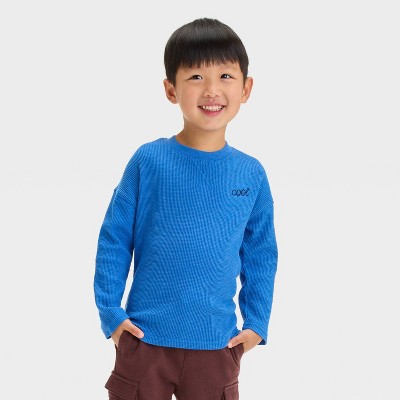 Image of Toddler Boys' Long Sleeve Thermal Shirt - Cat & Jack™ Blue 3T