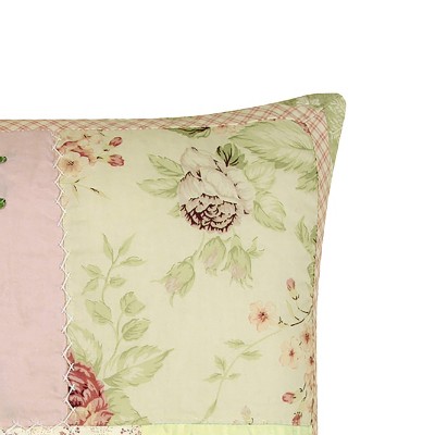 16" Pastel Floral Patchwork Quilted Throw Pillow