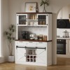 Farmhouse Buffet Cabinet with Sliding Barn Door,Sideboard Coffee Wine Bar Cabinet w/ 3 Drawers - 2 of 4