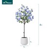 4FT/5FT Artificial Blue Plumbago Tree in White Planter: Indoor Decor Faux Plant with Blue-White Flowers for Home & Office - 3 of 4