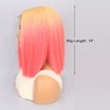 Unique Bargains Women's Halloween Medium Long Straight Hair Lace Front Wigs with Wig Cap 14" Yellow Gradient Pink 1PC - image 2 of 4