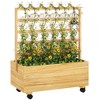 Outsunny Wooden Garden Planter with Trellis and Wheels, Freestanding Garden Box for Garden, Patio, Balcony, Natural - 4 of 4