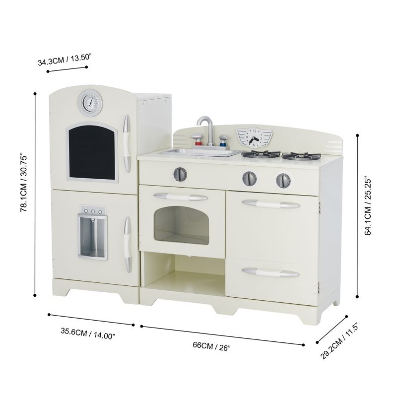 White Wooden Toy Kitchen with Fridge Freezer and Oven by Teamson Kids TD-11413W, 4 of 13