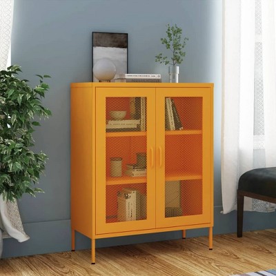 vidaXL Storage Cabinet Mustard Yellow 31.5"x13.8"x40" Steel