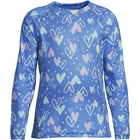 Lands' End Kids Thermal Base Layer Long Underwear Thermaskin Crew Neck  Shirt - Medium - Chicory Blue Doodle Hearts : Target